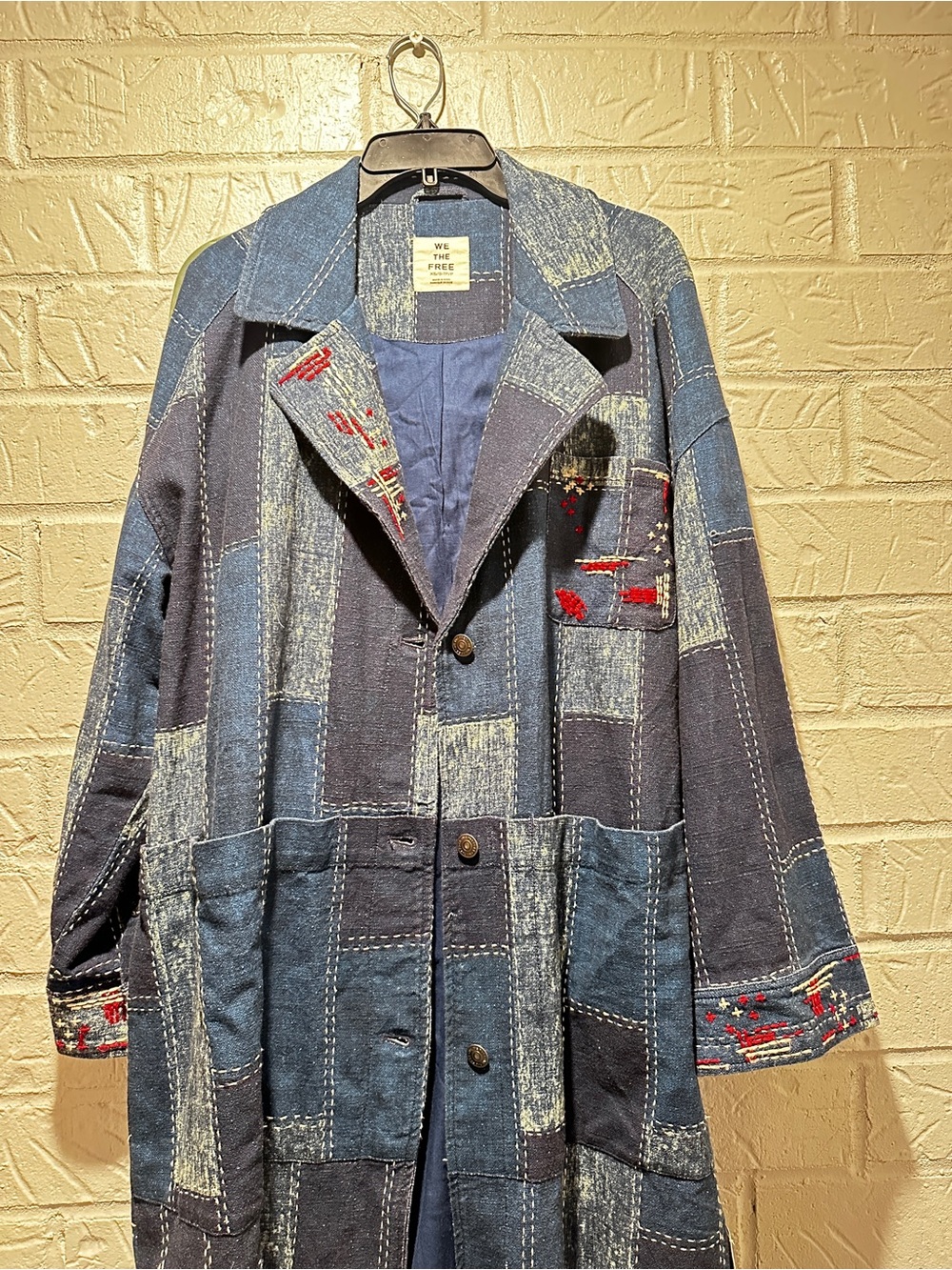 NWT FREE PEOPLE We The Free Open Studio Denim Blue Duster Size XS/S - Picture 5 of 11